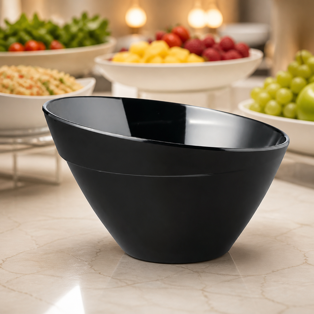 Commercial Melamine Bowl 2.5Ltr Black 245mm Diameter