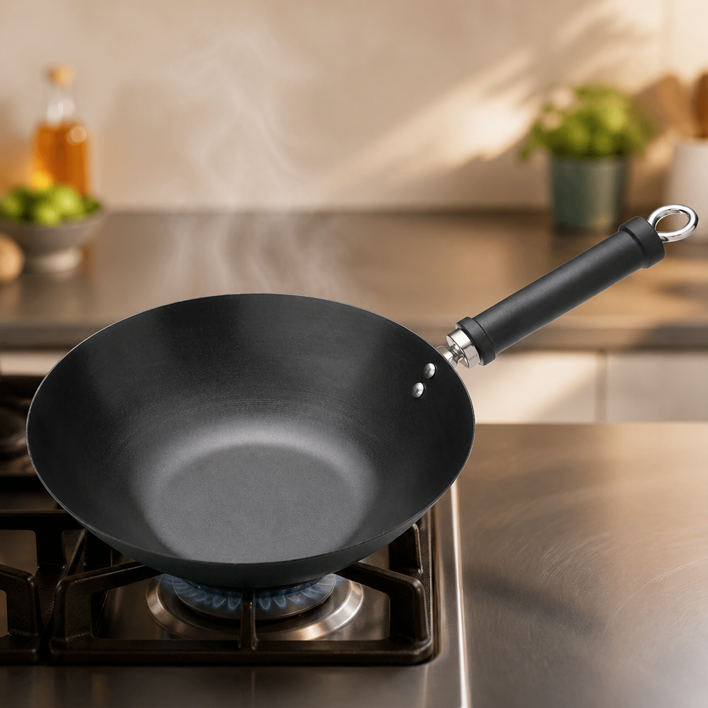 Commercial Non-Stick Flat Base Wok 305mm Induction Compatible
