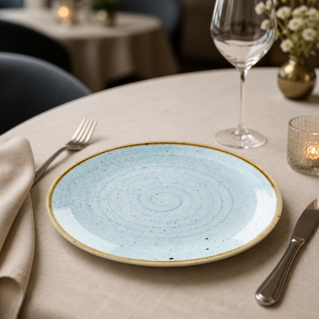 Commercial Round Coupe Plates Duck Egg Blue 260mm 12 Pack