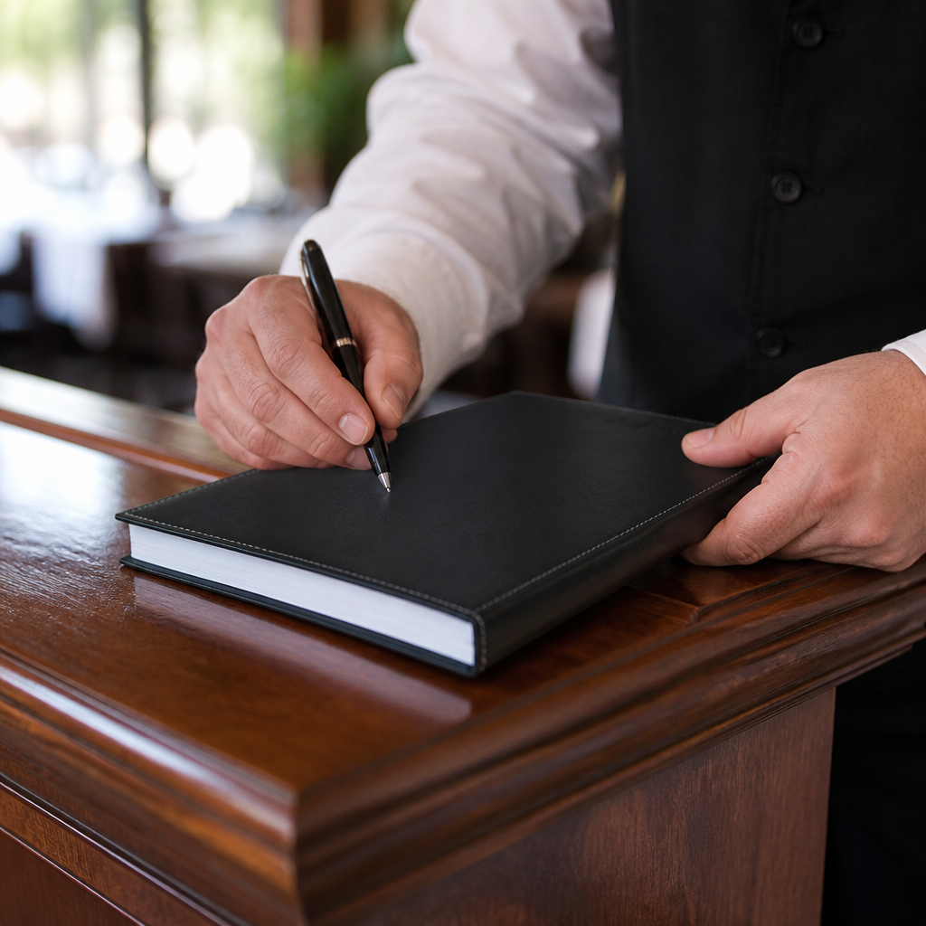 Commercial Black Reception Diary for cafes and bistros