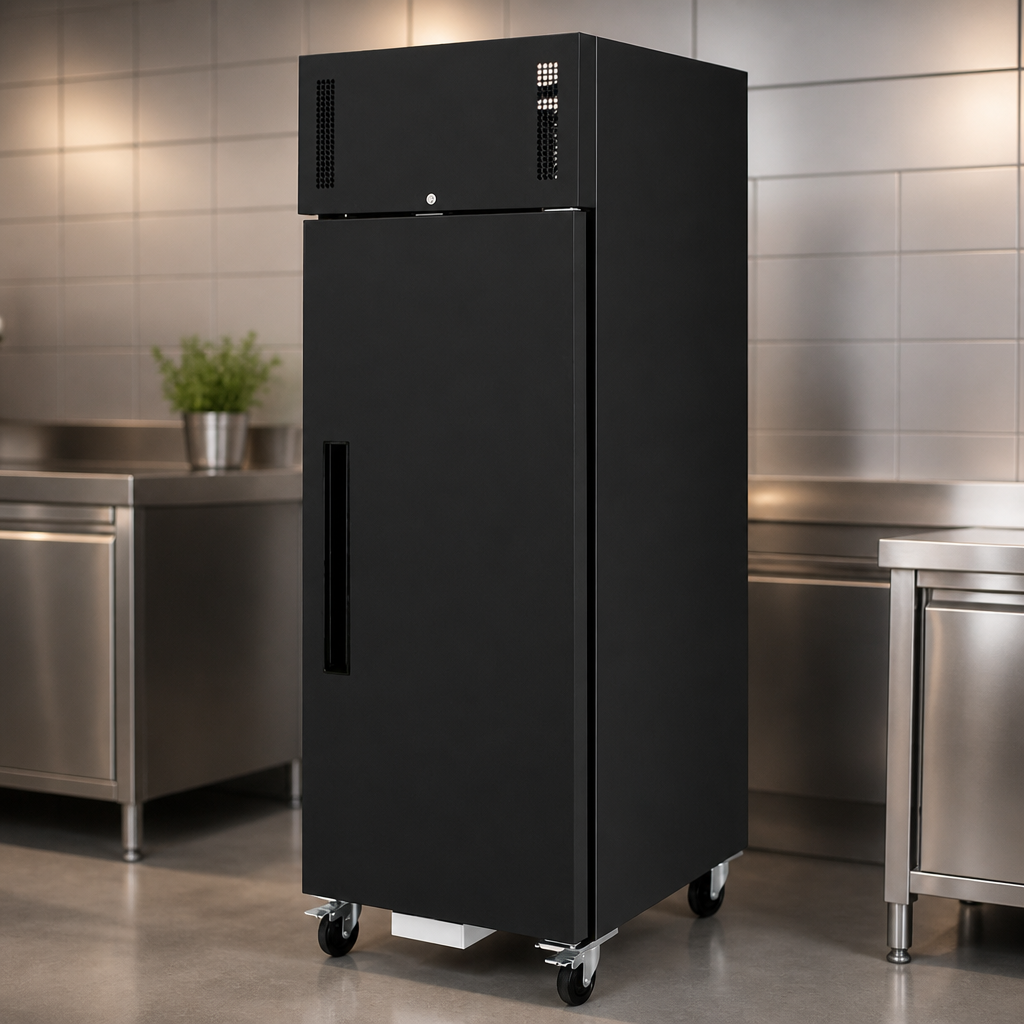 600Ltr Commercial Single Door Upright Fridge in black