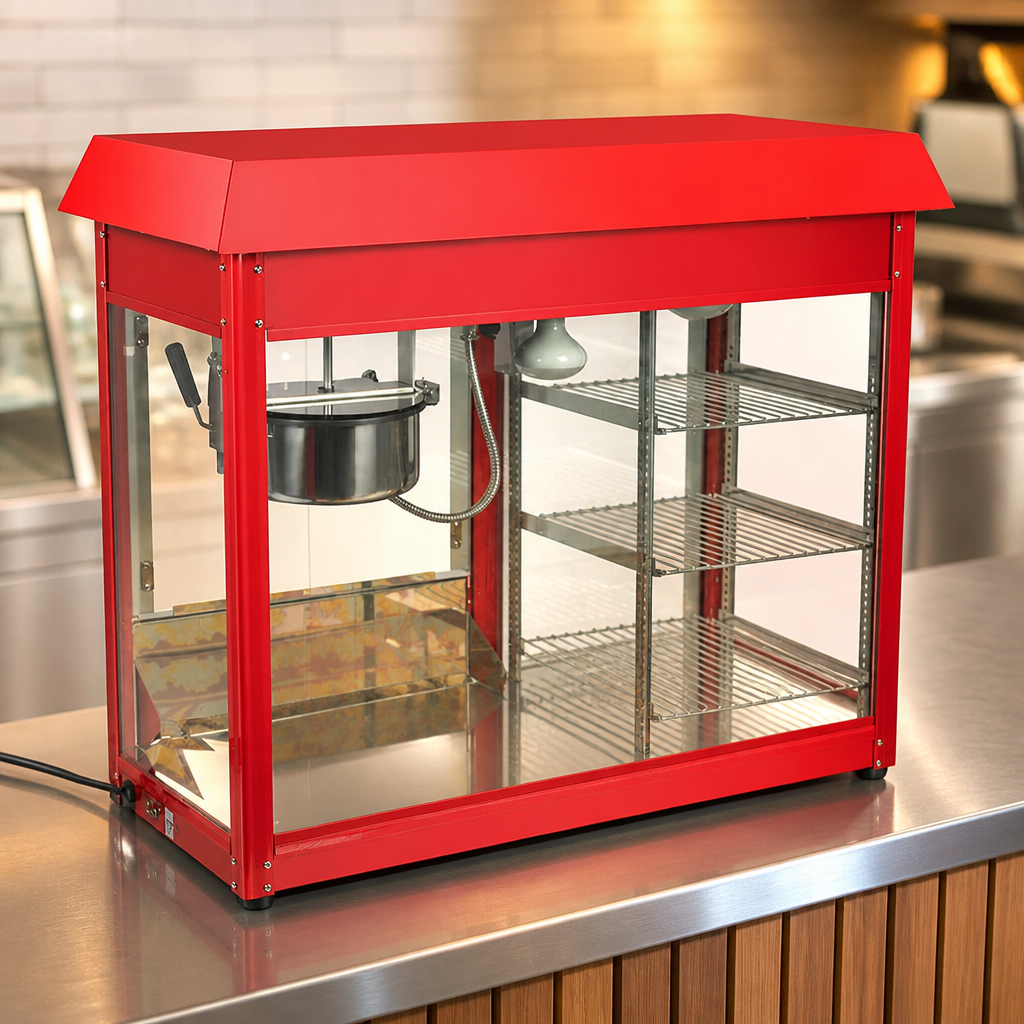 Commercial Popcorn Machine with Dual Shelves for High Demand
