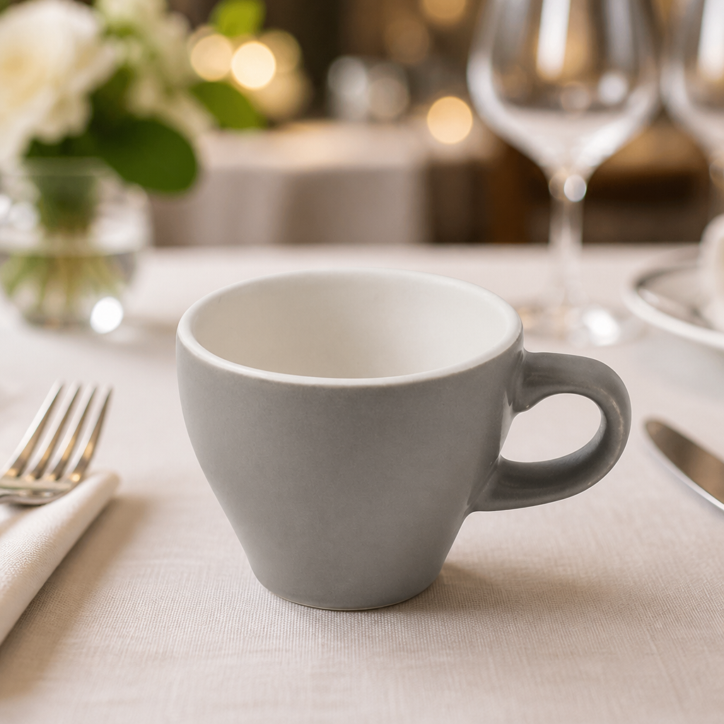 Commercial Grey Tulip Cups 100ml Ceramic 12 Pack
