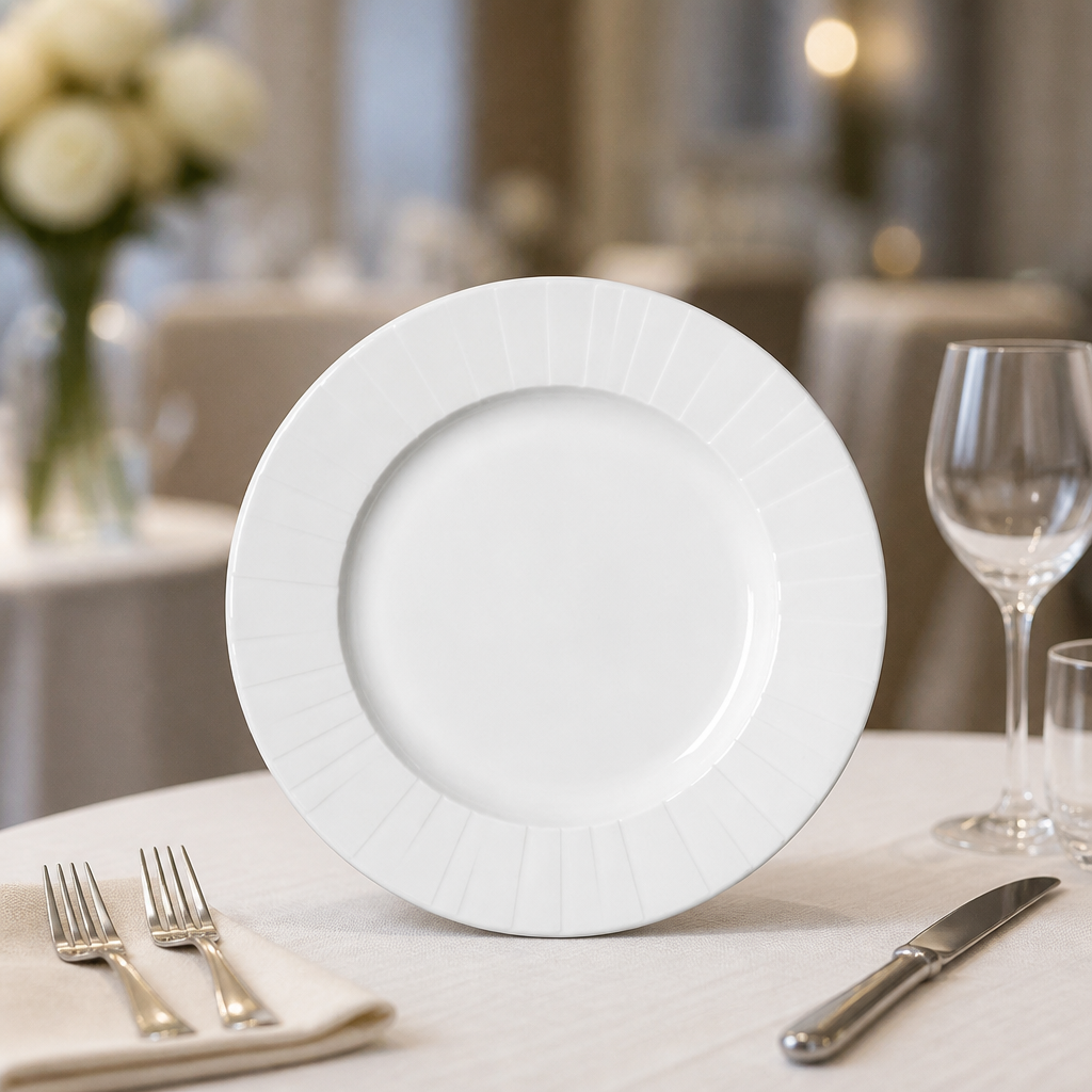 Commercial Mid Rim Plates 270mm - 24 Pack Durable Glaze
