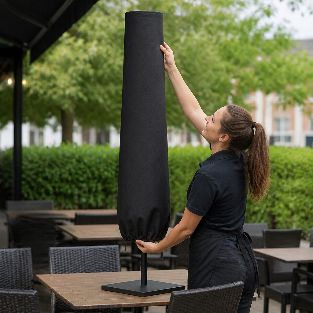 Commercial Parasol Cover 1900x450mm Lightweight Polyester Black