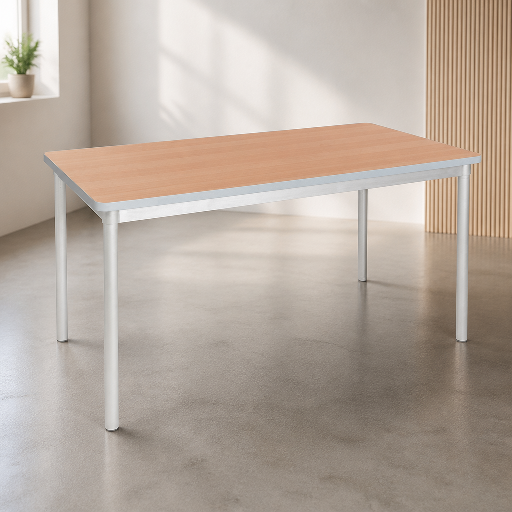 Commercial Indoor Beech Effect Rectangle Dining Table 1400mm