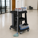 Compact Commercial Cleaning Trolley with Mop Kit Accessories