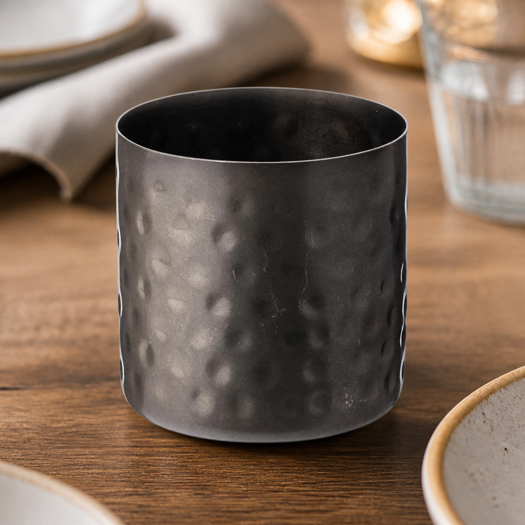Commercial Vintage Steel Hammered Chip Cups 85mm 12 Pack