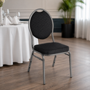 Commercial Oval Back Banquet Chairs Grey & Black 4 Pack