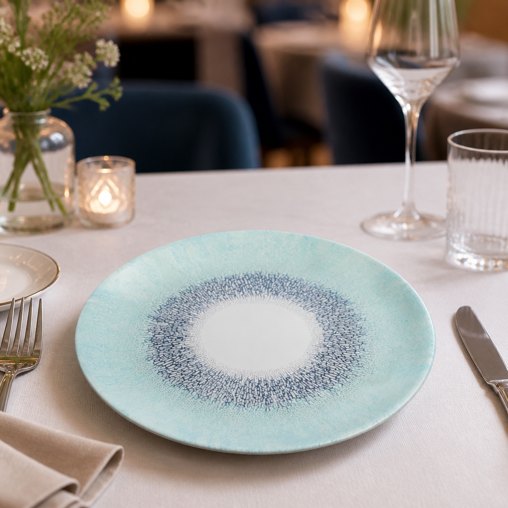 Commercial Coupe Plates 288mm Blue Textured 12 Pack