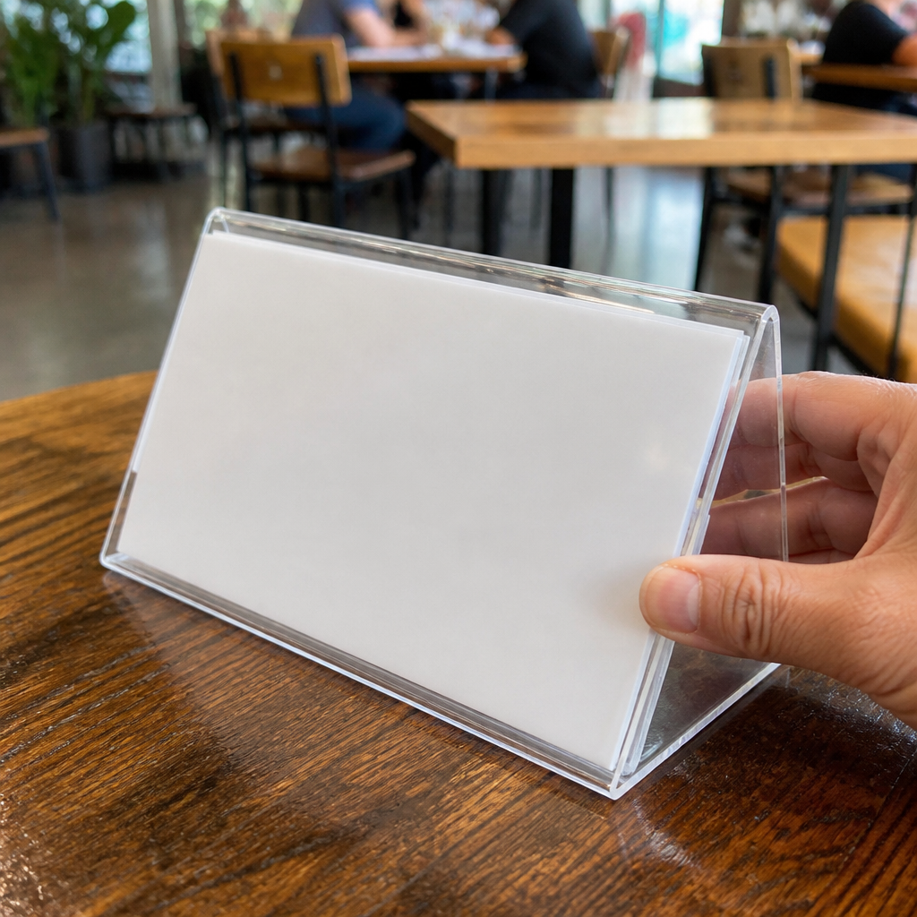 Acrylic Triangle Menu Holder for displaying sheets