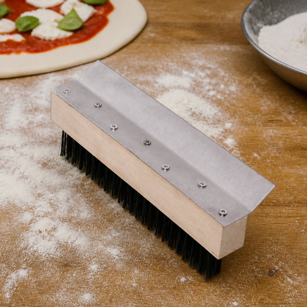 Commercial Pizza Oven Brush Head with Built-In Scraper