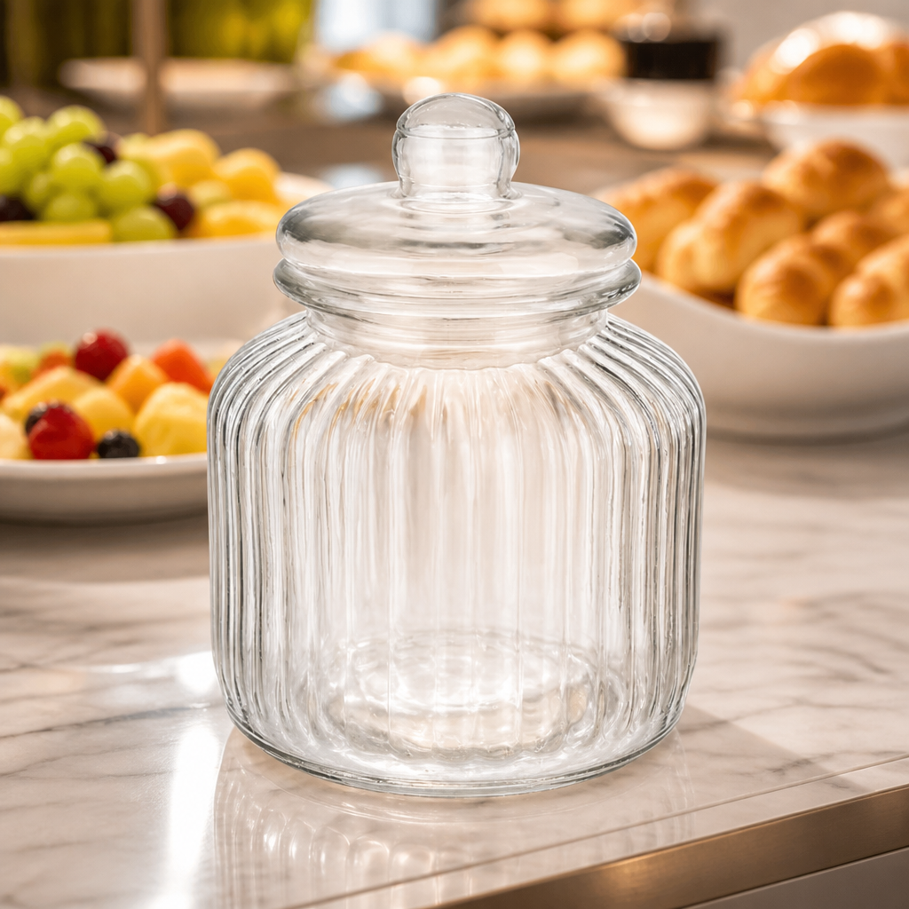 3L commercial biscotti jar with glass lid for food storage