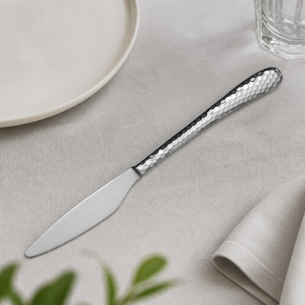 Commercial Table Knives Set of 12 - Rustic Stainless Steel