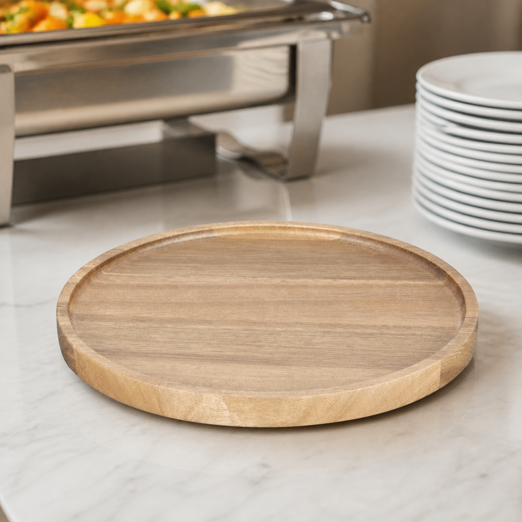 Commercial Acacia Round Plate 250mm Wooden Dinnerware