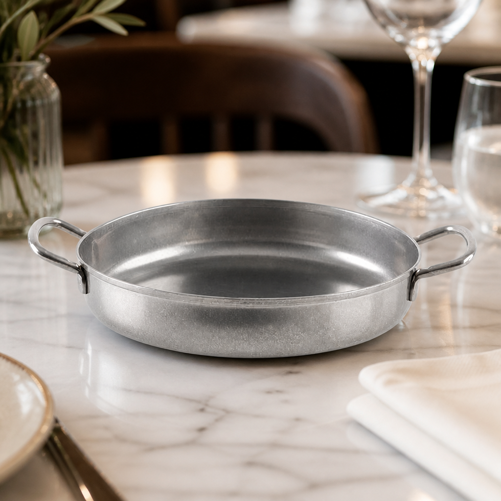 Commercial Vintage Double Handle Balti Dish 180mm Stainless Steel