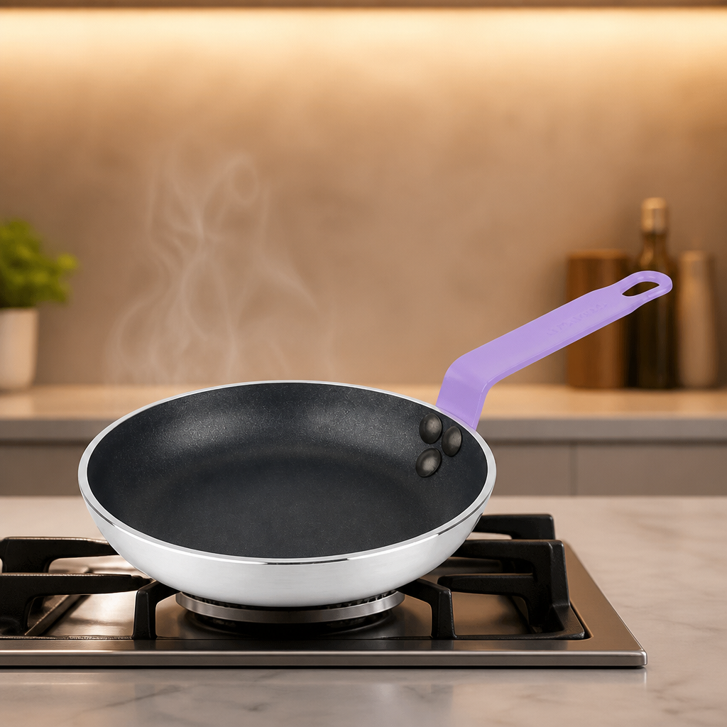 20cm Commercial Non-Stick Frying Pan in Purple Aluminium