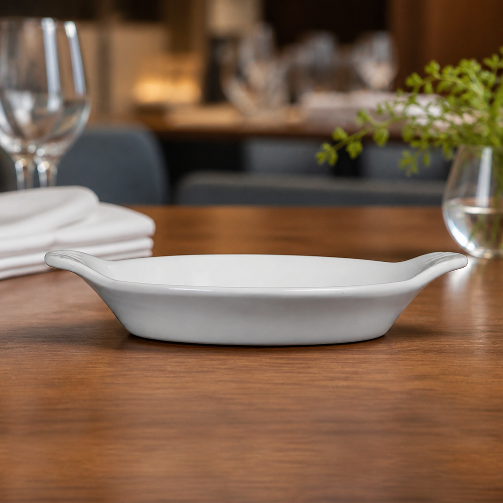 Commercial Round Eared Dishes 170 x 140mm Porcelain 6 Pack