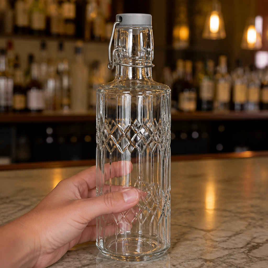 Commercial glass water bottles 640ml - 6 pack