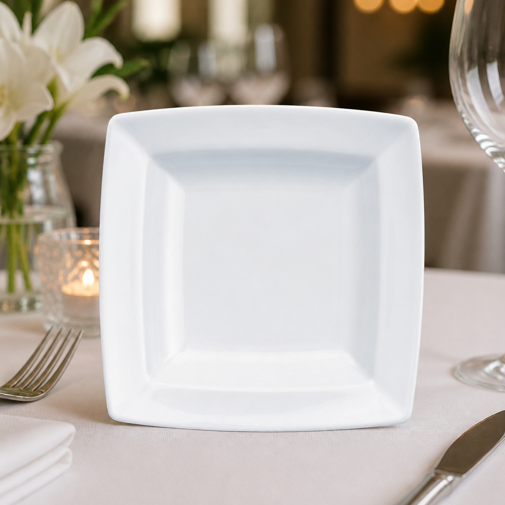 Commercial Square Plates 132mm Porcelain 12 Pack