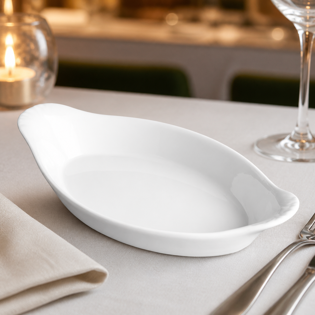 Commercial Oval Eared Dishes 204mm Porcelain 215ml 6 Pack