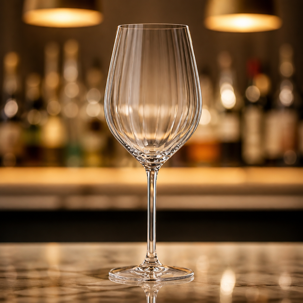 500ml Commercial Wine Glasses - Elegant Ribbed Design (6 Pack)