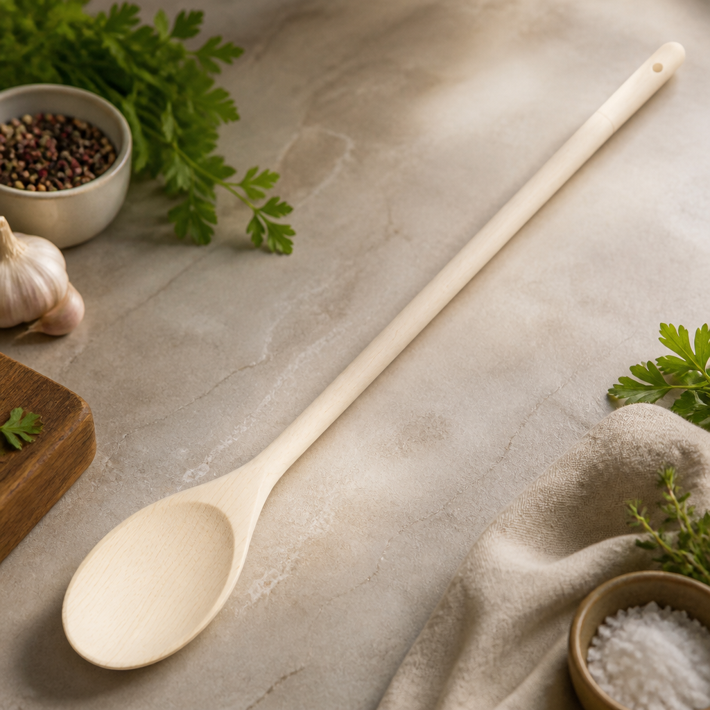 16" wooden cooking spoon for commercial kitchen use
