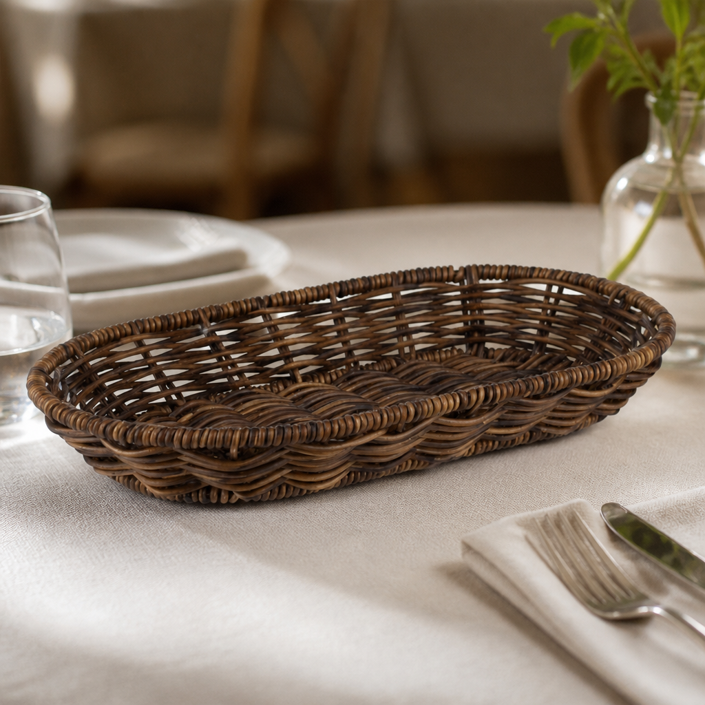 Commercial Oval Serving Basket 280x160mm Polypropylene Brown