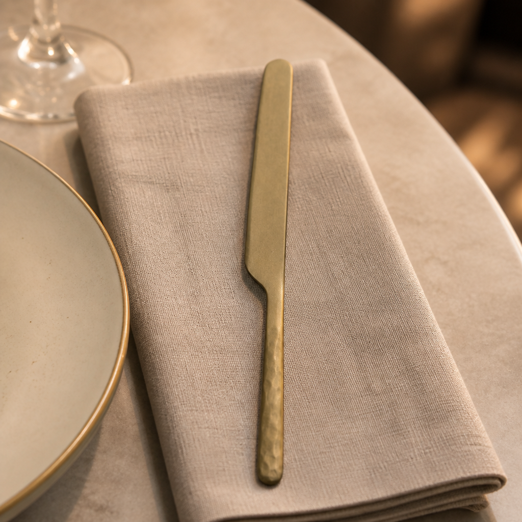 Set of 12 Vintage Gold XL Table Knives for dining