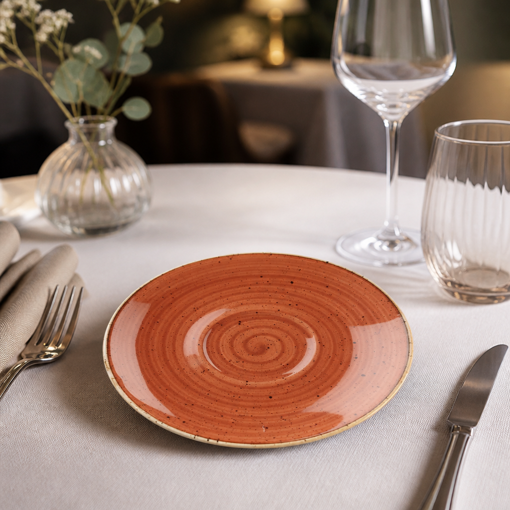 Commercial Round Cappuccino Saucers 185mm in Spiced Orange