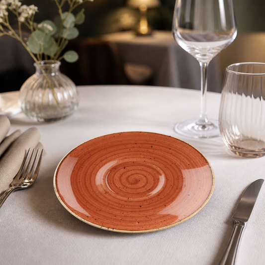 Commercial Round Cappuccino Saucers 185mm in Spiced Orange