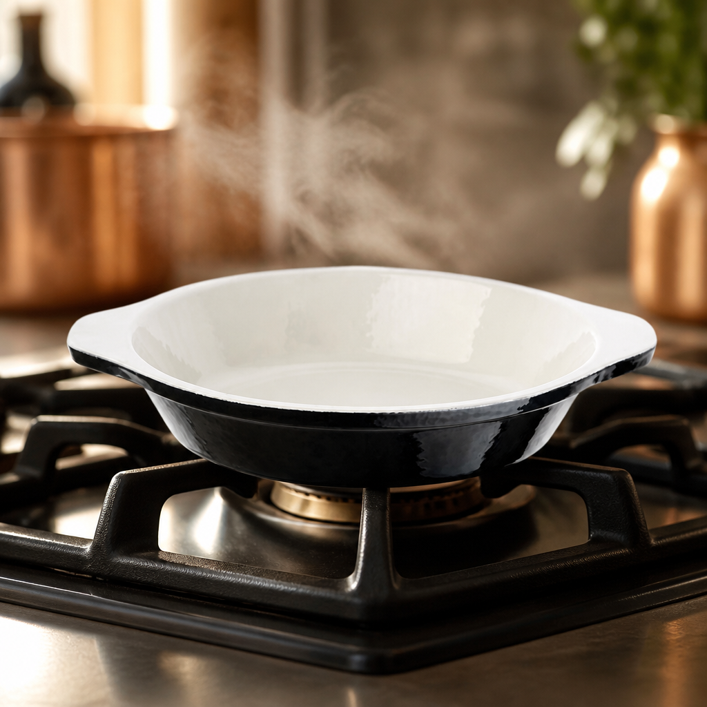 Commercial Cast Iron Round Gratin Dish 400ml Black