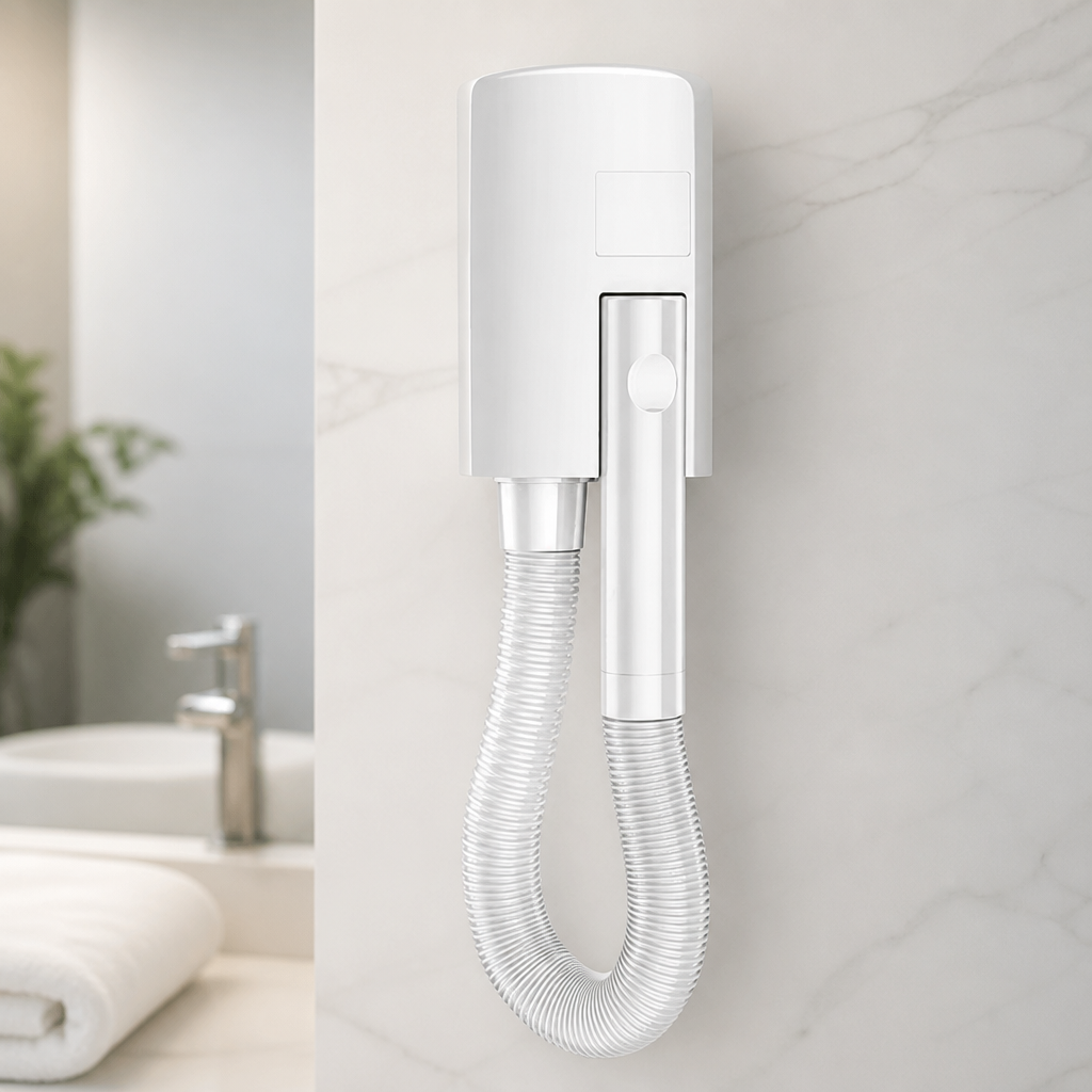 Compact Wall-Mounted Commercial Hair Dryer with 1400W Power