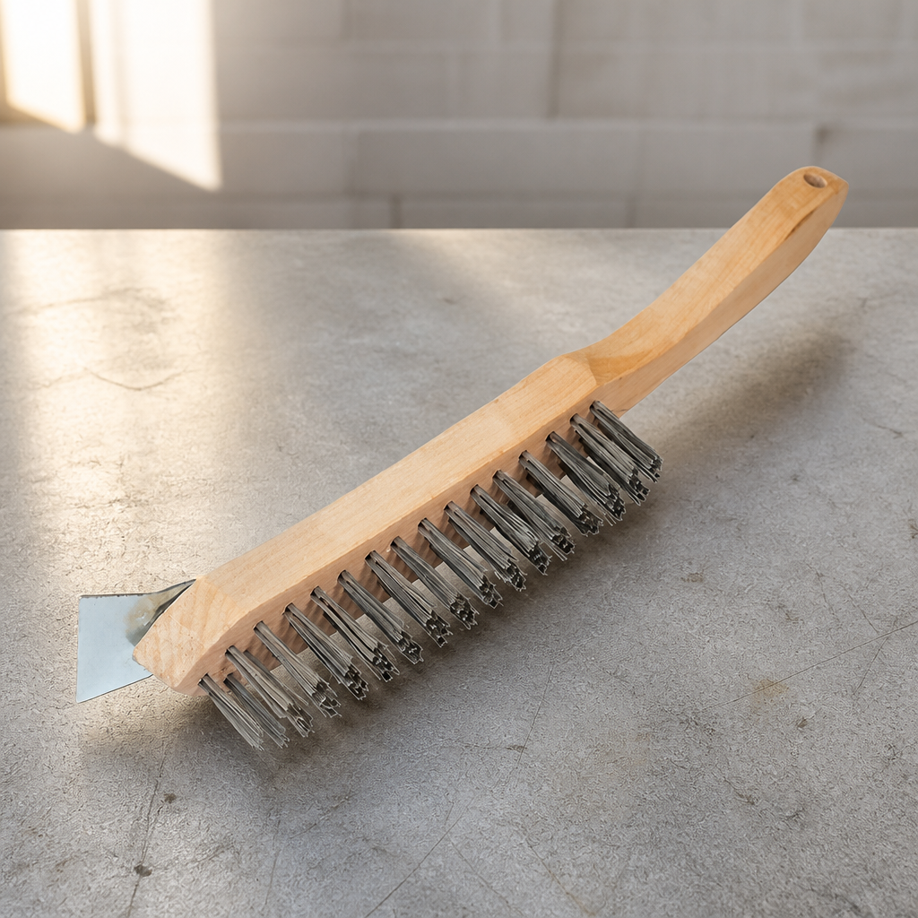 Heavy Duty Wire Grill Brush with Scraper for Commercial Use