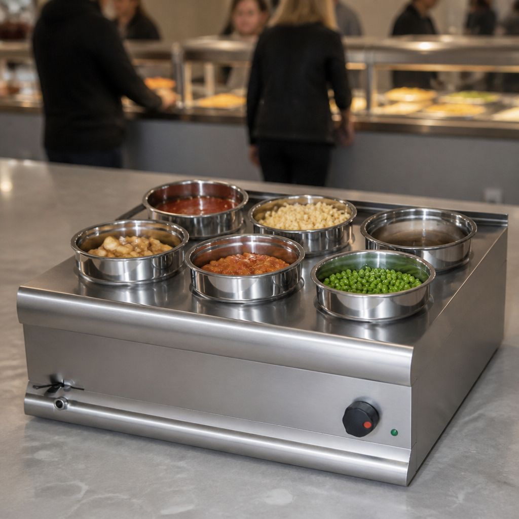Commercial Bain Marie 7 Pot 2kW Countertop Food Warmer