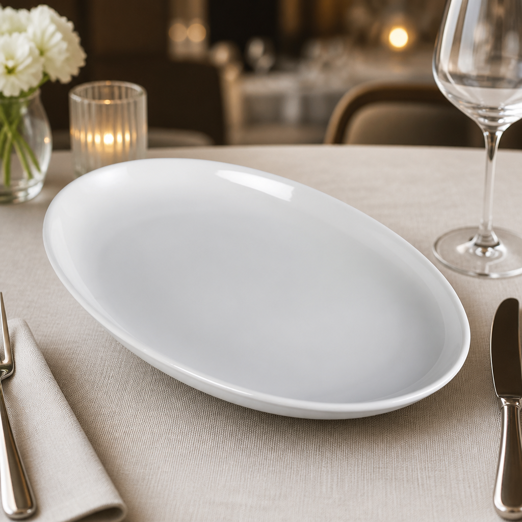 Commercial Whiteware Deep Oval Plates 365mm 2 Pack