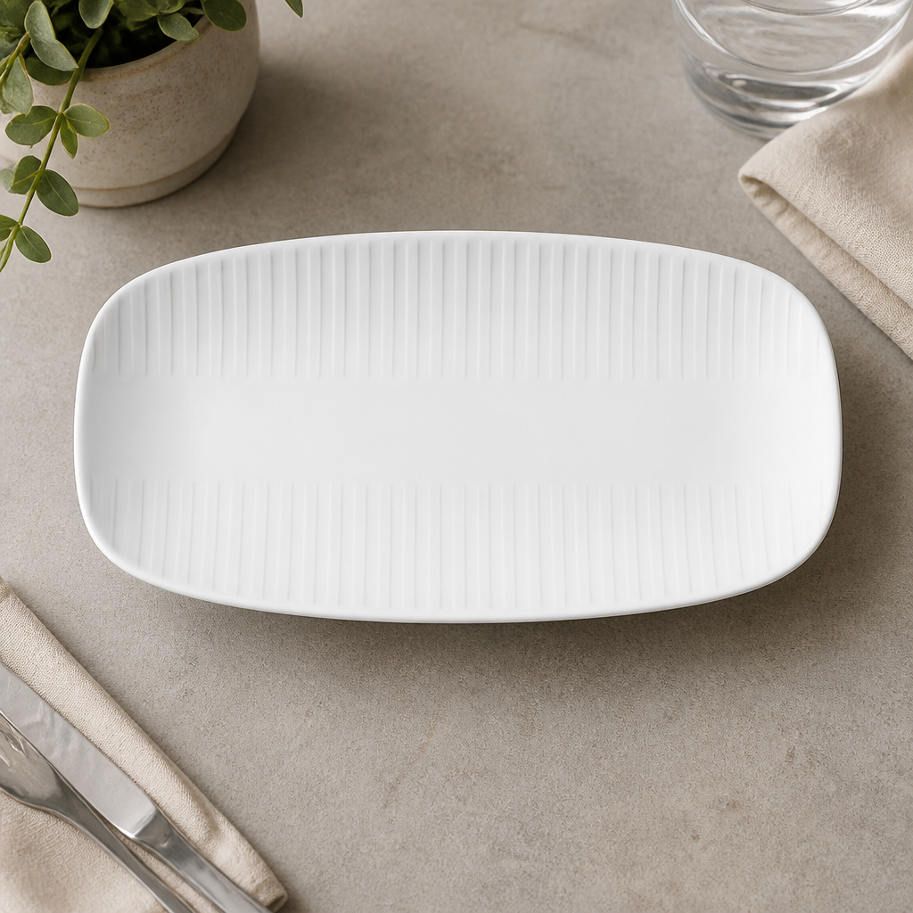 Commercial Oblong Plates 298x152mm Grey 12 Pack Catering Supplies