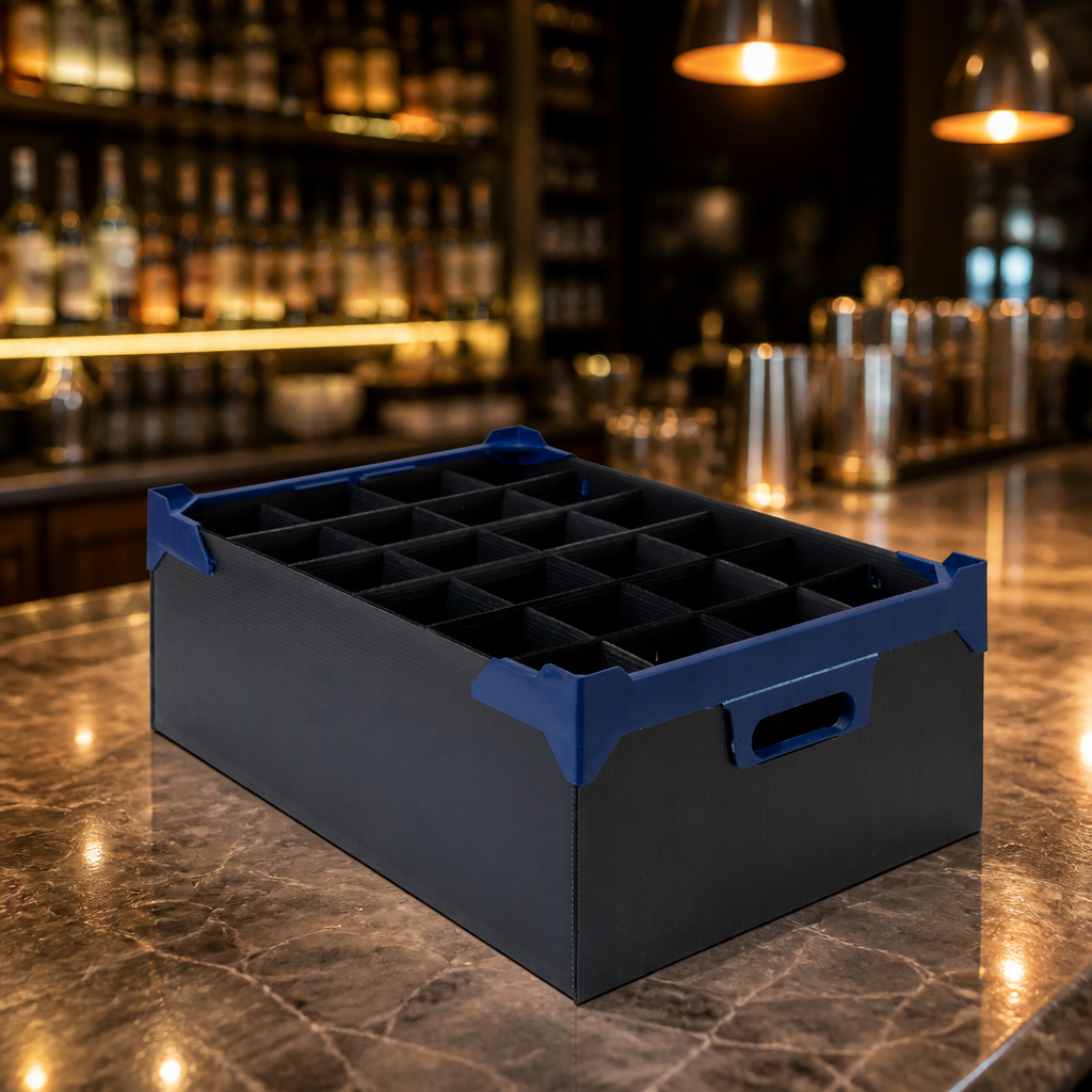 Commercial Glass Storage Carry Box for 24 Hi Ball Glasses