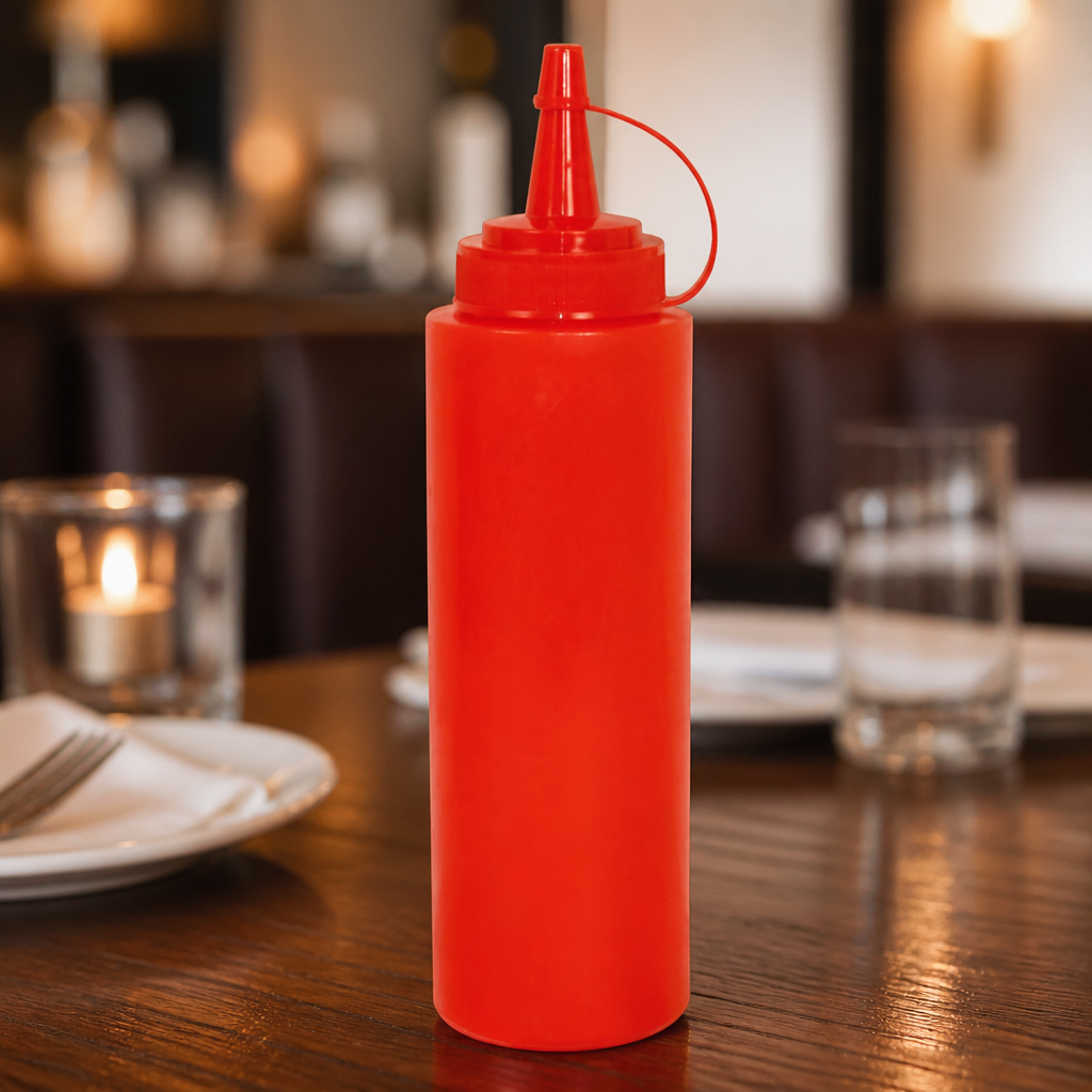 8oz Red Squeeze Sauce Bottle for commercial use