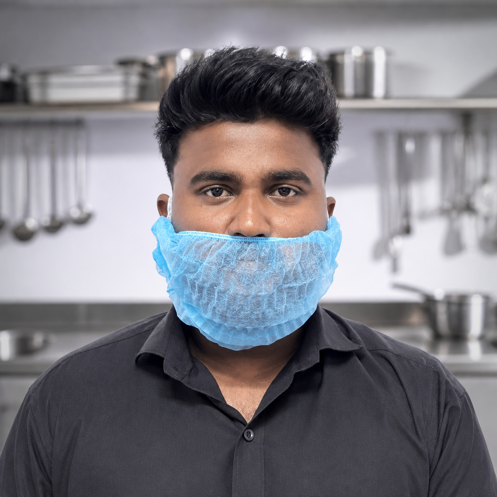 Commercial Beard Snoods Blue 50 Pack for Catering Hygiene
