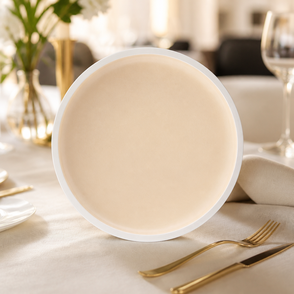 Commercial Vitrified Porcelain Plates 210mm Vanilla 6 Pack