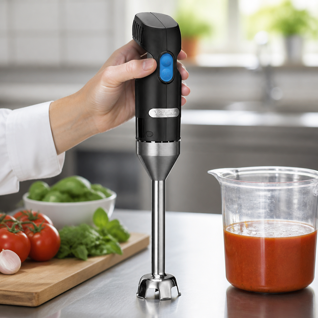 Commercial stick blender with 178mm shaft and 11.4L capacity