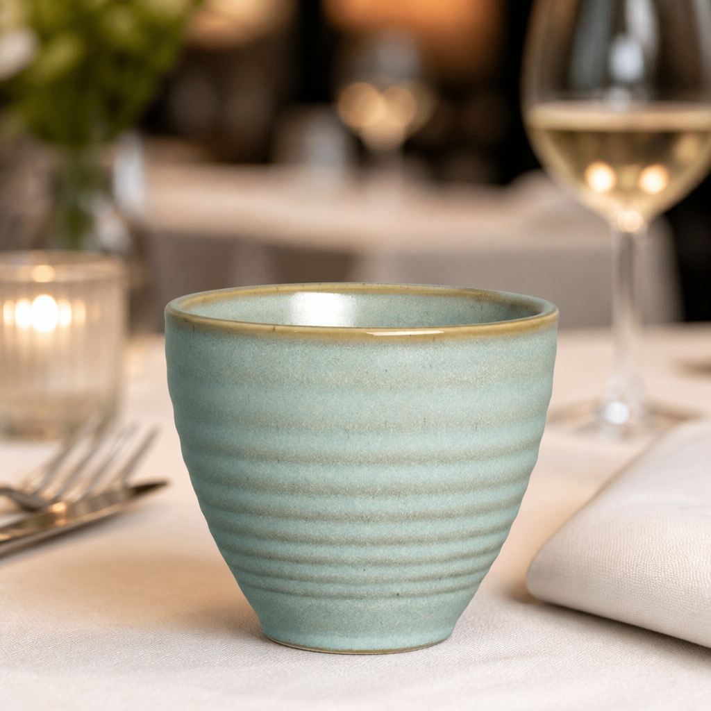 Commercial 285ml chip pots made of oven safe vitrified stoneware