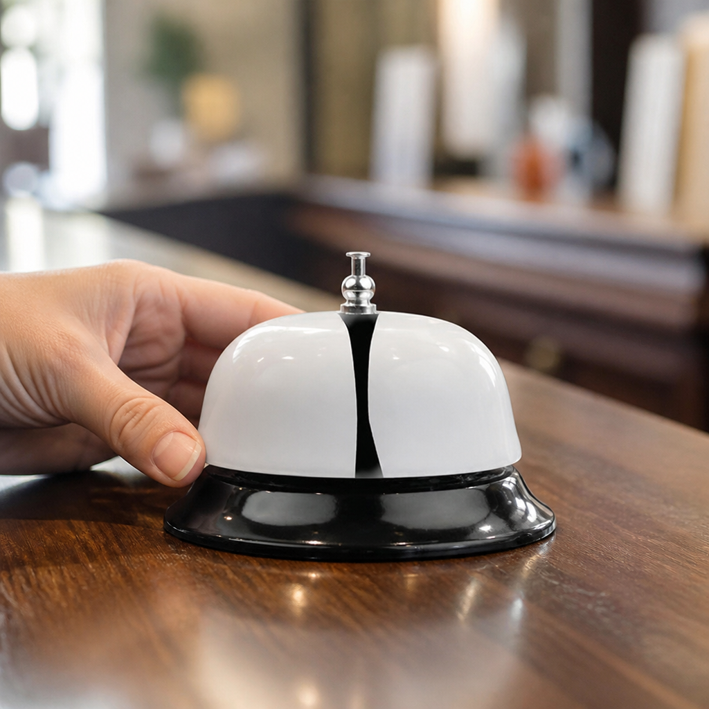 Large Reception Call Bell 70mm Classic Black Silver Finish