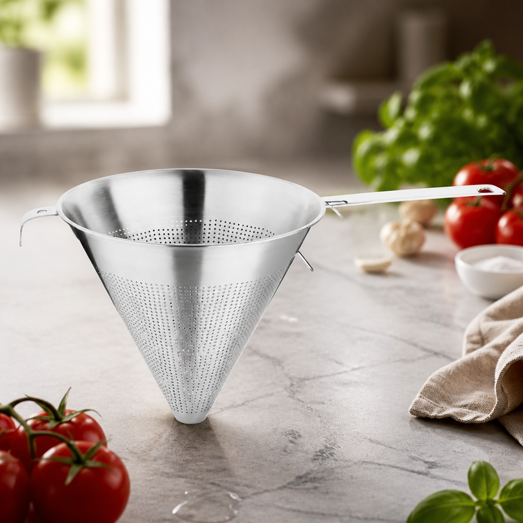 9-Inch Commercial Conical Strainer for soups and sauces
