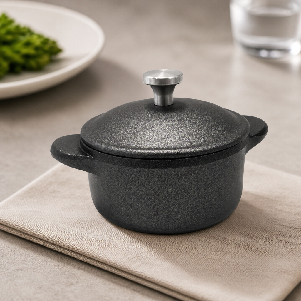 Commercial Mini Casserole Dish with Lid 100mm Cast Aluminium