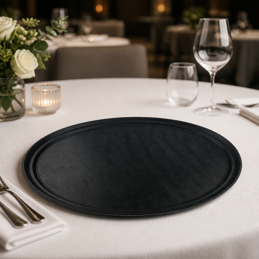 Commercial Non-Slip Oval Plastic Tray 560x675mm Black