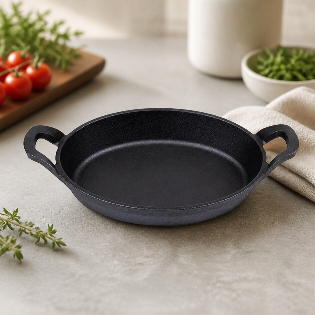 Commercial Cast Iron Oval Eared Dish 220x150mm 0.74 Ltr
