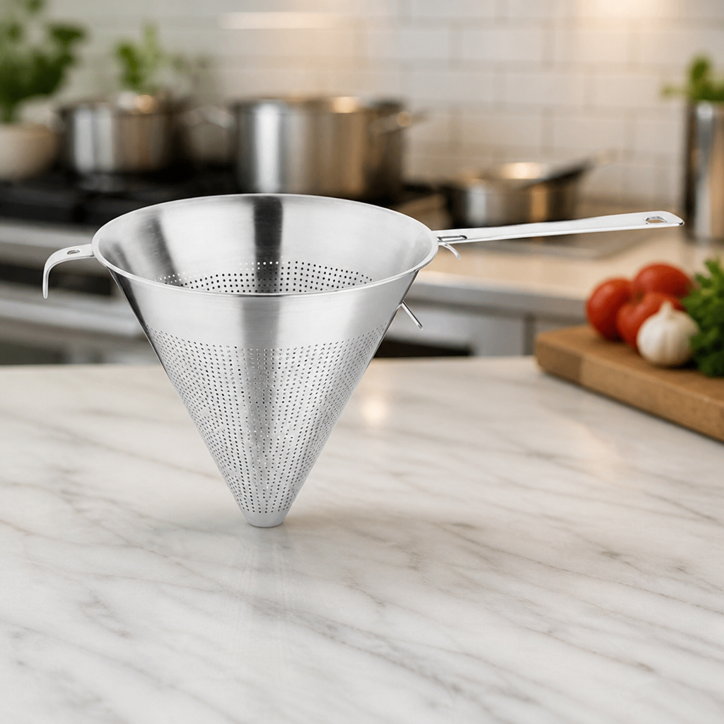 9-Inch Commercial Conical Strainer for Soups and Sauces