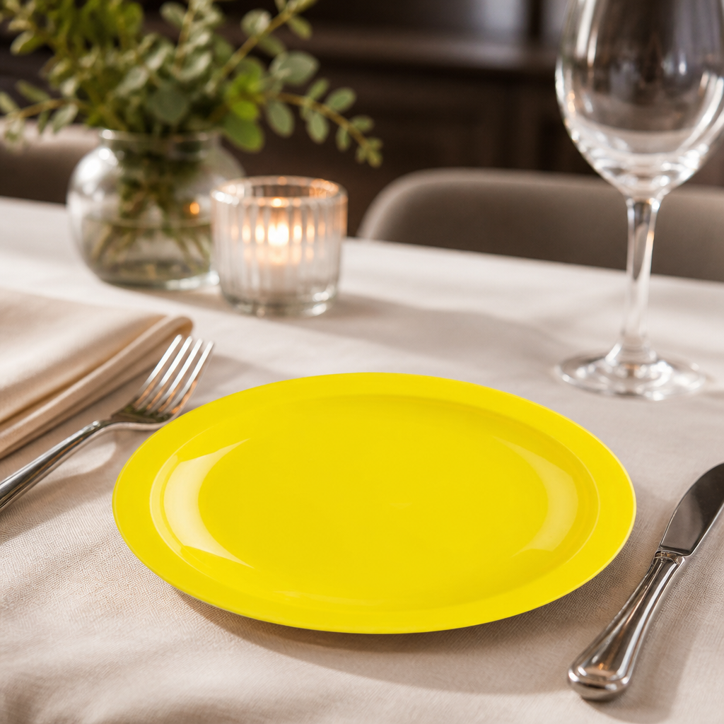 Commercial Polypropylene Plates Yellow 174mm 12 Pack